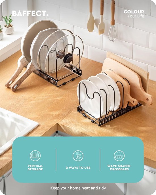 Support de rangement extensible pour casseroles, 10 compartiments