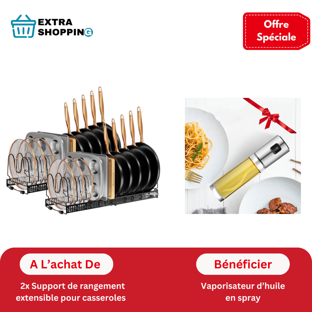 Support de rangement extensible pour casseroles, 10 compartiments