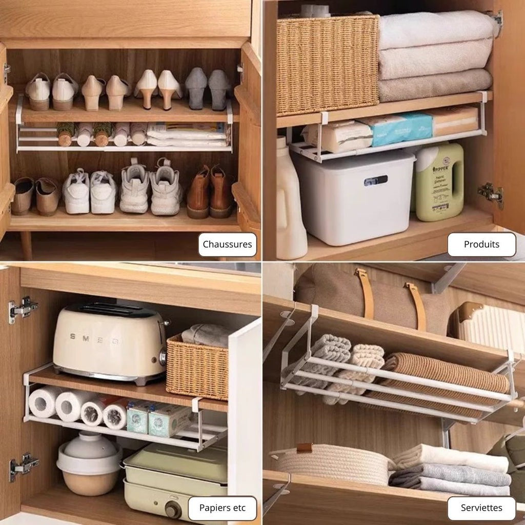Etagère extensible : chaussures, cuisine, salle de bain, livres....